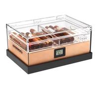 CASE ELEGANCE Felix Pro Tupperdor - Cave hermétique en acrylique, deux plateaux, plateau en cèdre espagnol, base en frêne, pack d'humidité, hygromètre numérique