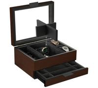 CASE ELEGANCE Organisateur de boîtier de montre à 8 emplacements pour homme, finition bois de cerisier noyer, présentoir de montre, plateau de valet modulaire, Apple Watch - Marron