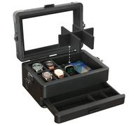 CASE ELEGANCE Organisateur de boîtier de montre militaire à 10 emplacements pour hommes, dessus en verre véritable, plateau de valet modulaire, Apple Watch compatible avec le support Apple Watch-Noir