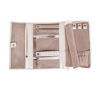 CASE ELEGANCE Pochette Bijoux Voyage, Rangement Bijoux en cuir artificiel Trousse voyage pour bijoux, Rouleaux Range Bijoux couleur Crème, Taille Petite