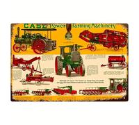 Case Farming Machinery Plaque en métal vintage durable pour équipement agricole classique, taille moyenne pour décoration de la maison et du lieu de travail