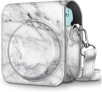 Case for Fujifilm Instax Mini 11 Instant Camera-Leather Travel Camera Case Cover Bag with Removable Shoulder Strap,Marble White