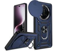 Case For Honor Magic 7 Lite 5g Shockproof Full Protection Sliding Camera, Ring Stand, Hard Pc Case And Tpu Silicone Military Anti-Scratch Case, Blue