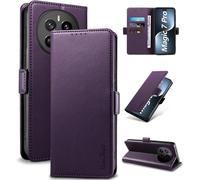 Case For Honor Magic 7 Pro \ [Rfid Blocking] Luxury Pu Protective Case [Magnetic] [Card Slot] [Stand] Wallet Flip Case, [Purple]