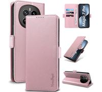 Case For Honor Magic 7 Pro \ [Rfid Blocking] Luxury Pu Protective Case [Magnetic] [Card Slot] [Stand] Wallet Flip Case, [Powder]