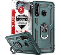 Case For Huawei P30 Lite/P30 Lite Xl New Edition With 2 Tempered Glass,Ring Support Military Double Reinforced Defense Bumper Tpu Silicone Shockproof Armor Case Cover Huawei P30 Lite Green