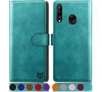 Case For Huawei P30 Lite [Rfid Blocking] [Magnetic Protection] Card Slots Protection Premium Pu Leather Wallet Case Blue Green