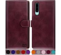 Case For Huawei P30 [Rfid Blocking] [Magnetic Protection] Card Slots Protection Premium Pu Leather Wallet Case Wine Red