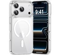 Case for IP 17 Pro,Compatible with MagSafe Wireless Charging,Shockproof,Anti-Yellowing,Anti-Scratch Back PC Magnetic Case Cover for IP 17 Pro,Transparent
