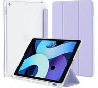 Case for iPad 9th/8th/7th Generation 2021/2020/2019 with Pen Holder,Slim Lightweight Protective Cover Translucent TPU Back Cover Pouch for iPad 10.2 Inch,Light Purple