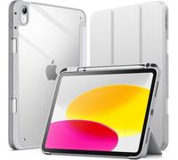 Case for iPad (A16) 11th/10th Generation (2025/2022) with Pen Holder, Transparent Back Cover Case Slim Stand Shockproof Tablet (Silver)