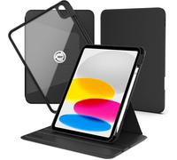 Case for iPad (A16) 11th 2025 11 Inch/10th Generation 10.9 Inch 2022 with Pen Holder, 360 Degree Rotation Protective Case with Transparent Back and TPU Bumper Trim, Black