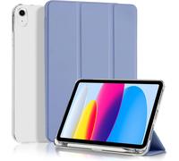 Case for iPad A16 11th Generation 11 Inch 2025,iPad 10th Generation 10.9 Inch 2022 with Pen Holder,Ultra Slim Protective Cover Case,Translucent Frosted Hard Case,Lavender Gray