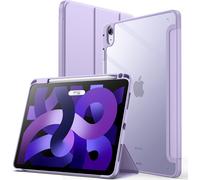 Case for iPad Air 11 Inch M3/M2 (2025/2024), iPad Air 5/4 (2022/2020 5th/4th Generation) with Pencil Holder, Clear Back Cover Slim Stand Shockproof Tablet (Light Purple)