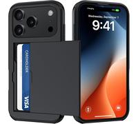 Case For Iphone 10 Pro With Card Holder,Silicone Tpu Phone Case,Shockproof Protective Bumper Cover Anti-Scratch Case Wallet Case Cover Hidden Sliding Slot,Black