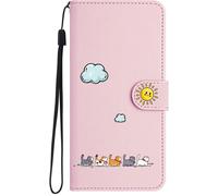 Case For Iphone 13, Cute And Colourful Cat Protective Wallet Pouch Case With Magnetic Closure, Pink