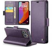 Case For Iphone 15 Pro Case Wallet Pu Leather Wallet Cover With Cards Magnetic And Rfid Anti-Theft Protection Folio Cover Iphone 15 Pro Case, Purple