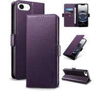 Case For Iphone 16e \ [Rfid Blocking] Luxury Pu Protective Case [Magnetic] [Card Slot] [Stand] Wallet Flip Case, [Purple]