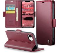 Case For Iphone Se 2024 Case Wallet Pu Leather Wallet Cover With Magnetic And Rfid Protection Anti-Theft Folio Cover Iphone Se 2024 Case, Wine Red