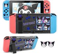 Case for Nintendo Switch,Transparent Glitter and Dockable Hard Protective Case with Soft Cover for the Switch Joycon,with 2 Thumb Grips and Space Rabbit