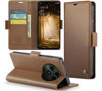 Case For Oppo Reno 12f/Oppo Reno 12fs Pu Leather Wallet Case Cover With Magnetic And Rfid Anti-Theft Protection Folio Cover Oppo Reno 12fs 5g Case, Brown
