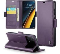 Case For Poco X6 Pro Pu Leather Wallet Cover With Magnetic And Rfid Protection Anti-Theft Folio Case Cover Poco X6 Pro 5g Case, Purple