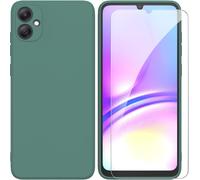 Case For Samsung Galaxy A05 4g (6.7 Inches) With Tempered Glass Screen Protector, Ultra Premium Tpu Liquid Silicone Flexible Case \ Dark Green