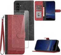 Case For Samsung Galaxy A14 5g [2 X Screen Protector],Pu Leather Wallet Case With Card Slot,Stand Function,Magnetic Closure,Red