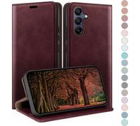 Case For Samsung Galaxy A14 5G 4G With Rfid Blocking Premium Leather Flip Case, Card Slots, Flip Case, Cover Cases For Samsung A14 Wallet Wine Red