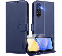 Case For Samsung Galaxy A15 4g/5g Leather Wallet Case With Tempered Glass Screen Protector Card Holder Flip Case Cover For Samsung Galaxy A15 4g/5g, Blue