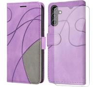 Case For Samsung Galaxy A15 4g/5g With 1 Piece Tempered Glass Screen Protector,Premium Pu Leather Multifunction Flip Cover Case For Samsung Galaxy A15 4g/5g-Purple