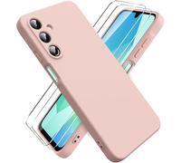 Case For Samsung Galaxy A16 4g/5g, With 2 Pieces Tempered Glass Screen Protector, Ultra Thin Soft Silicone Cover Pure Color, Shockproof Rubber Case - Pink