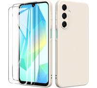 Case For Samsung Galaxy A16 5g/4g (6.7 Inches) With 2 Tempered Glass Screen Protectors, Soft Tpu Silicone Shockproof Bumper Case Cover Anti-Scratch Case Cover ¿ Beige