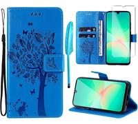 - Case For Samsung Galaxy A26 5g [1 X Tempered Glass] Flip Case Cover Pu Leather Wallet Silicone [Magnetic Closure][Card Slots][Stand Feature] - Blue