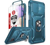 Case For Samsung Galaxy A32 5g With Tempered Glass [2 Pieces], Full Protection For Camera In Pc Hard Anti-Fall Reinforced Armor Heavy Duty Shockproof Bumper Case Cover Blue