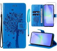 - Case For Samsung Galaxy A36 5g [1 X Tempered Glass] Flip Case Cover Pu Leather Wallet Silicone [Magnetic Closure][Card Slots][Stand Feature] - Blue