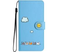 Case For Samsung Galaxy A53 5G, Cute And Colourful Cat Protective Wallet Case Cover Pouch Pu Leather Magnetic Closure Case With Stand Blue
