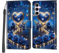 Case For Samsung Galaxy A55 5g, [Magnetic Closure Flip Cover] [Pu Leather Wallet Case] [Multifunctional] (Blue Heart)