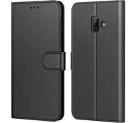 Case For Samsung Galaxy J6 Plus 2018, Protective Leather Wallet Case Cover [Horizontal Book], [Card Slots], [Stand Function] For Galaxy J6+ (6.0 Inches), Black