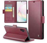 Case For Samsung Galaxy Note 10 Plus Wallet Pu Leather Wallet Cover With Magnetic And Rfid Protection Anti-Theft Folio Case Cover Samsung Note 10 Plus Case, Wine Red