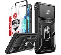 Case For Samsung Galaxy S20 Fe 5g/4g (Not S20) With 2 Tempered Glass, 360 Full Body Camera Protection Hard Pc Anti-Fall Reinforced Armor Heavy Duty Shockproof Bumper Cover Case Black