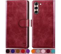 Case for Samsung Galaxy S21 5G [RFID Blocking] [Magnetic Protection] Card Slots Protection Premium PU Leather Case Cover for Samsung S21 Red
