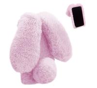 Case For Samsung Galaxy S21 Fe 5g Cute Fluffy Rabbit Furry Rabbit Furprotection Plushcase Plush Lovely Autumn And Winter - Couleur Rose