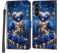Case For Samsung Galaxy S24 5g,[Magnetic Closure Flip Cover] [Pu Leather Wallet Case] [Multifunctional] (Blue Heart)