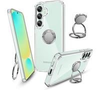 Case For Samsung Galaxy S24 Fe Case With Ring, Anti-Scratch Hard Pc Back And Shockproof Transparent Tpu Case Cover With Diy Double Ring Stand For Samsung Galaxy S24 Fe Case