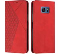 Case For Samsung Galaxy S7, Premium Flip Case Cover Protective Flip Wallet Magnetic Phone Cover [Card Holder] Shockproof Kickstand Cover (Red)