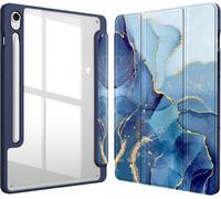 Case for Samsung Galaxy Tab S10 FE 10.9 Inch 2025/Tab S9 FE 10.9""/S9 11 2023 - Clear Transparent Back Cover Shockproof Auto Sleep/Wake Case, Ocean Marble