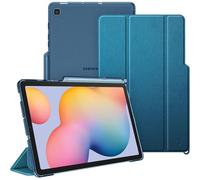 Case for Samsung Galaxy Tab S6 Lite 10.4 Inch 2024/2022/2020 - [Pen Storage] Frosted Clear Back Case, Slim Lightweight Folding Cover, Dark Blue