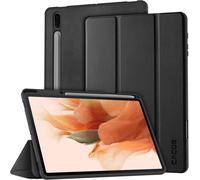 Case For Samsung Galaxy Tab S7 Fe 12.4 Inch 2021 (Sm-T730/T736b) And Tab S7 Plus 2020 Built-In Pencil Case, Ultra Slim Protective Tpu Case Cover With Auto Wake/Sleep, Black