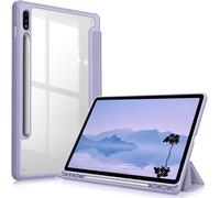Case for Samsung Galaxy Tab S8 11 Inch 2022/Galaxy Tab S7 11 2020-[Pen Storage] Transparent Back Cover Shockproof Case Sleep/Auto Wake Up Pouch Lilac